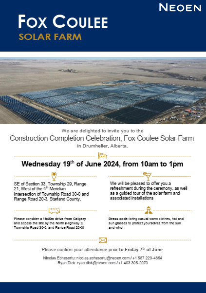 Fox Coulée Solar Farm - Neoen Canada